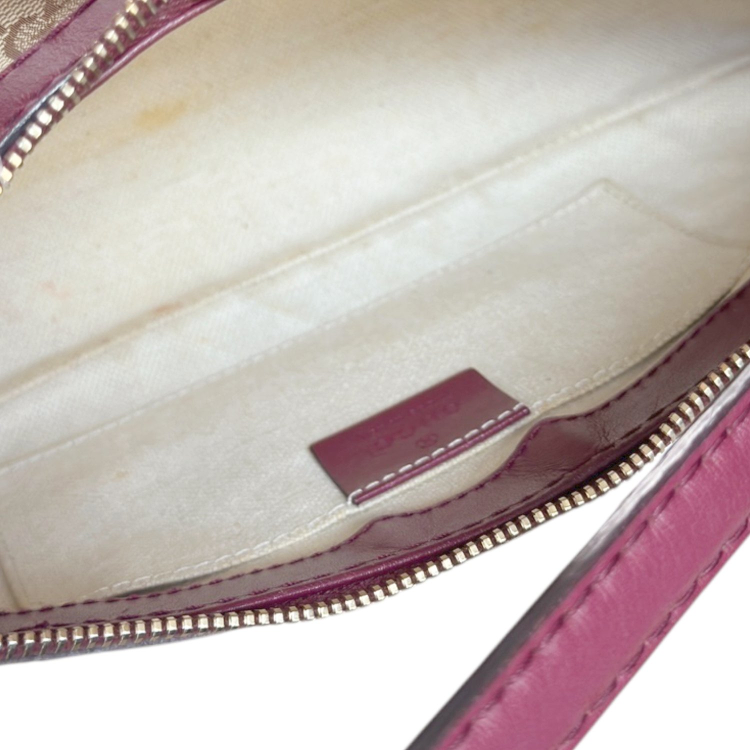 Gucci Monogram Bow Mini Shoulder Bag in Beige / Magenta Pink / Gold - Image 6