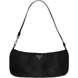 Vintage Prada Nylon Mini Shoulder Bag in Black / Silver | NITRYL
