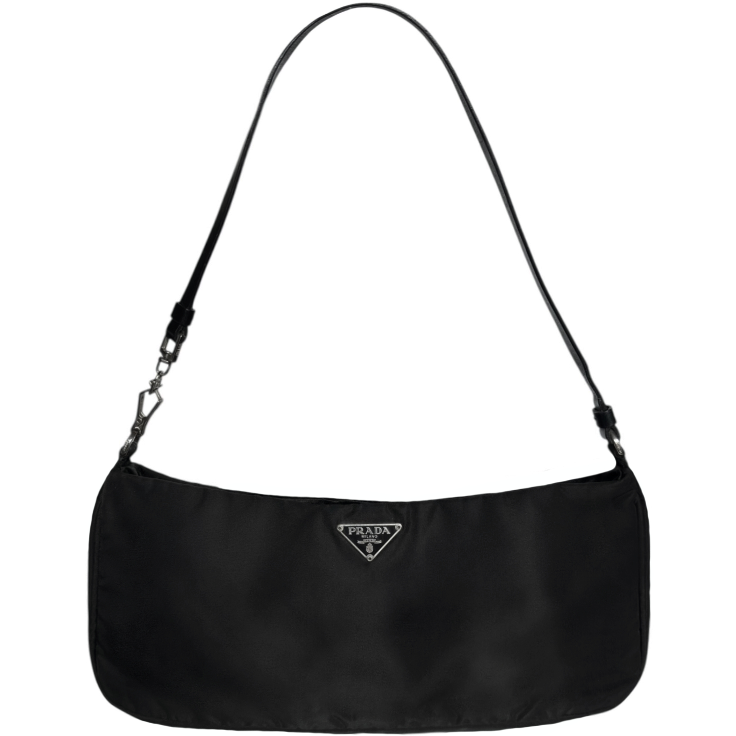 Vintage Prada Nylon Mini Shoulder Bag in Black / Silver | NITRYL