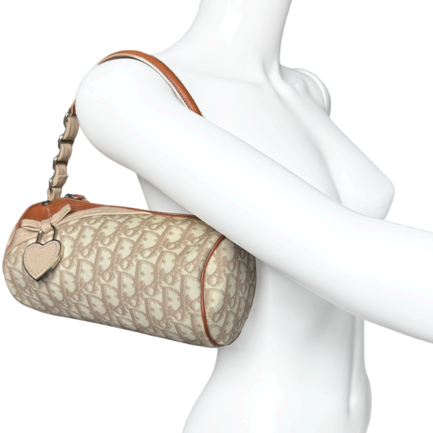 Dior Monogram Heart Romantic Barrel Mini Shoulder Bag in Beige / Tan - Image 9