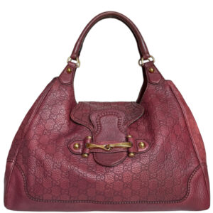 Vintage Gucci Monogram Leather New Pelham Hobo Shoulder Bag in Red / Gold | NITRYL