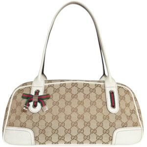 Vintage Vintage Gucci Monogram Princy Bow Shoulder Bag in Beige / Cream | NITRYL