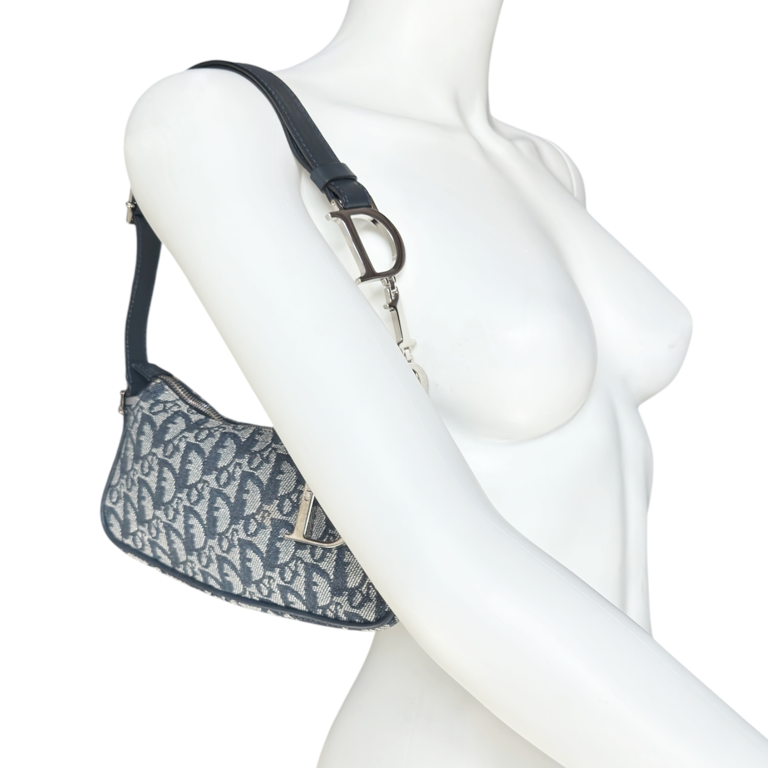 Dior Monogram Spellout Trotter Mini Shoulder Bag in Navy Blue / Silver - Image 10