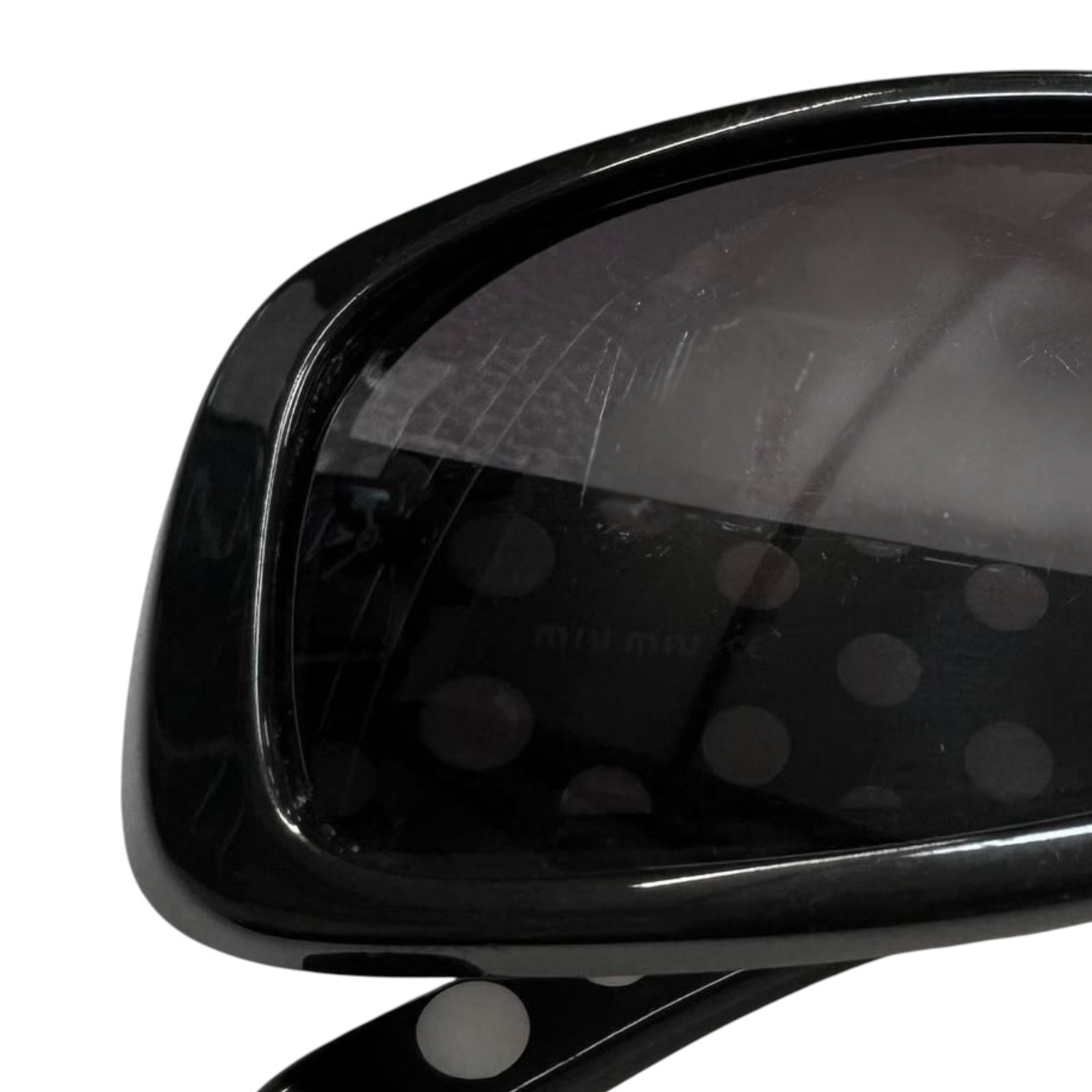 Miu Miu Logo Polka Dot Sunglasses in Black / White - Image 5
