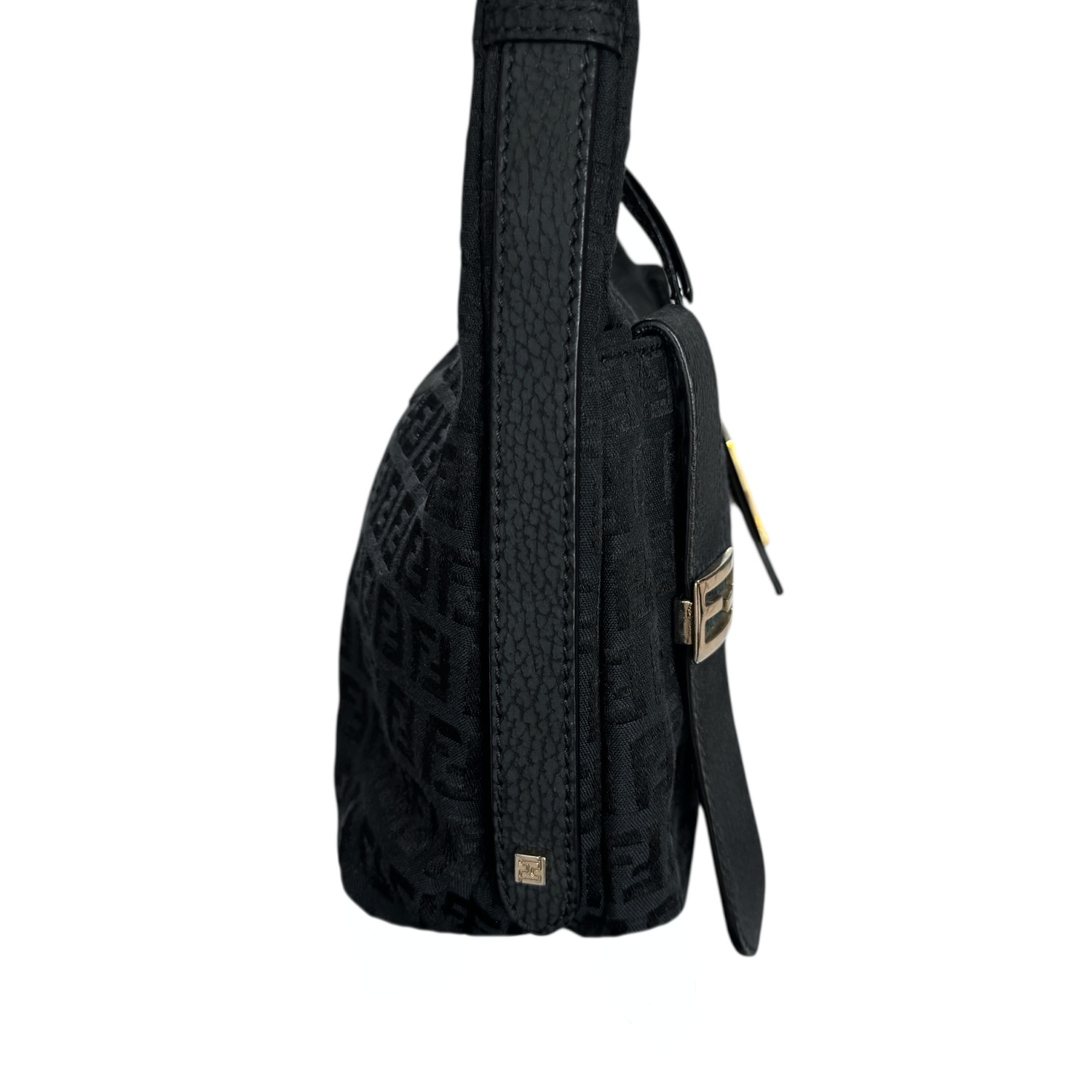 Fendi Monogram Canvas Shoulder Bag in Black / Gold - Image 3