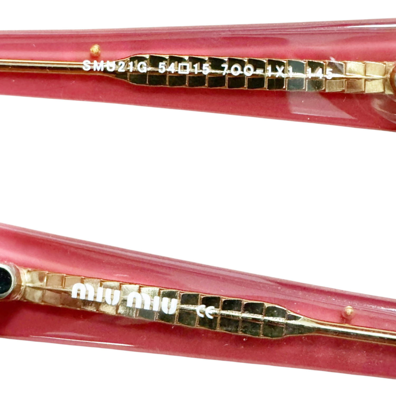 Miu Miu Diamante Logo Sunglasses in Pink / Red - Image 3