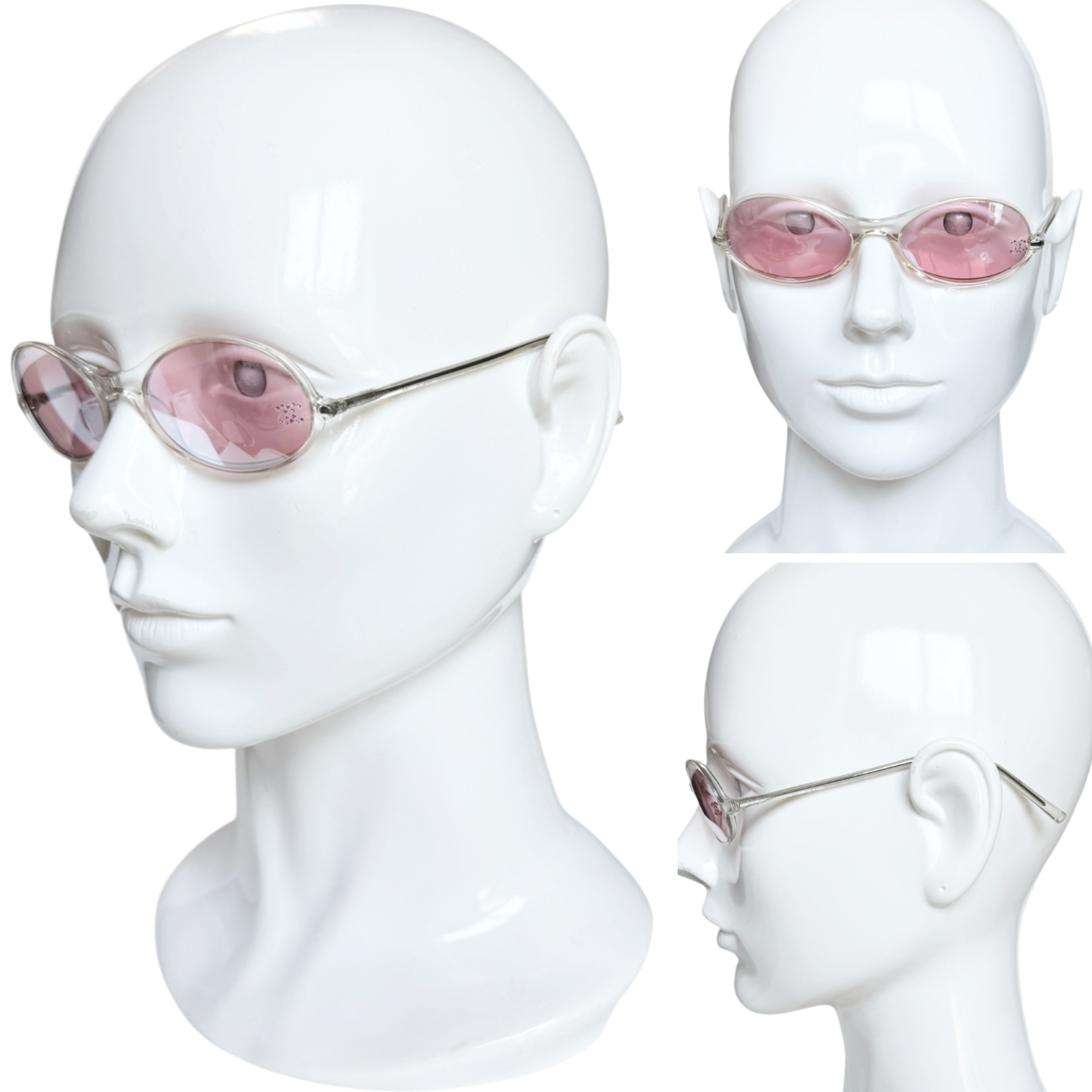 Chanel Diamante Logo Oval Sunglasses in Pink / Clear - Image 4