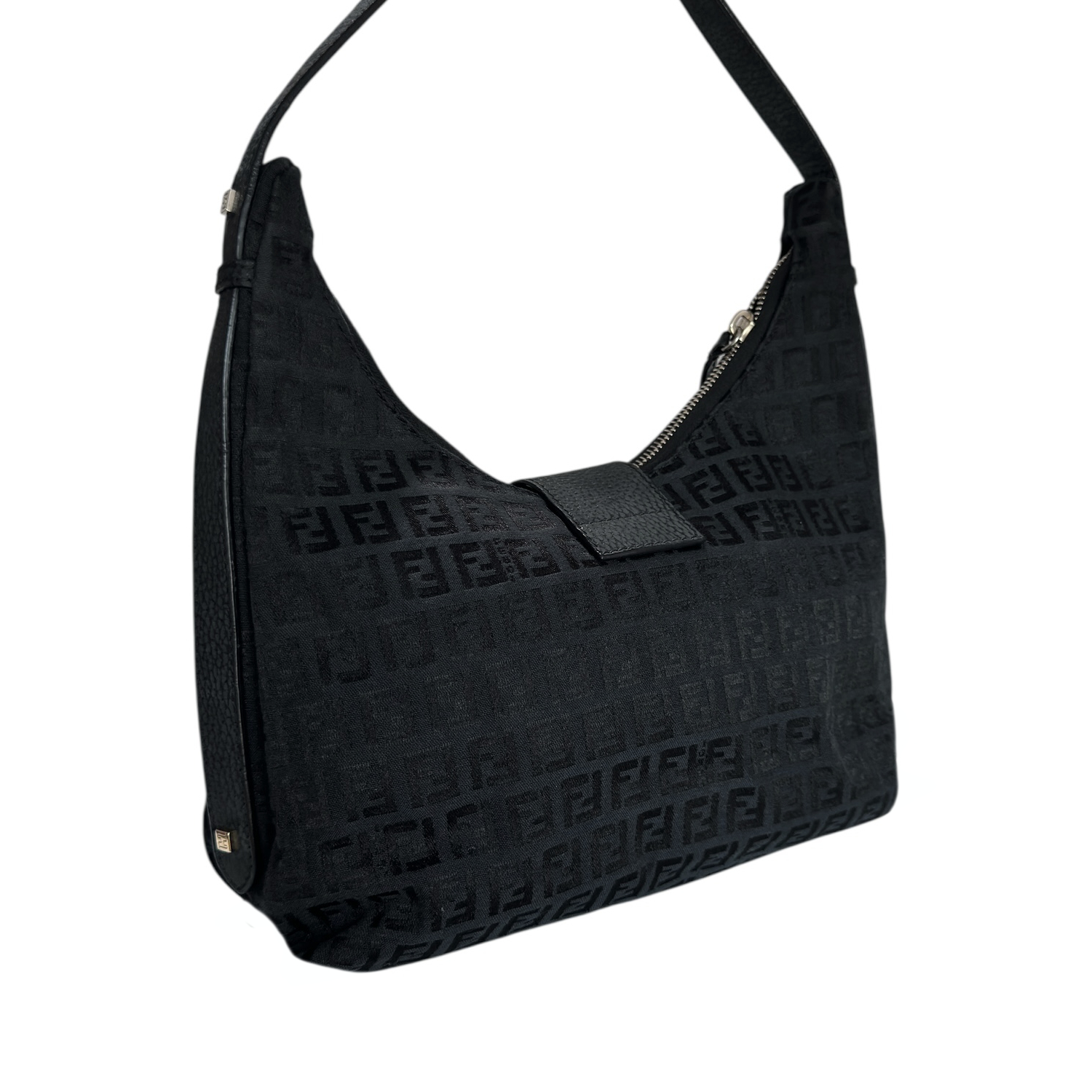 Fendi Monogram Canvas Shoulder Bag in Black / Gold - Image 4