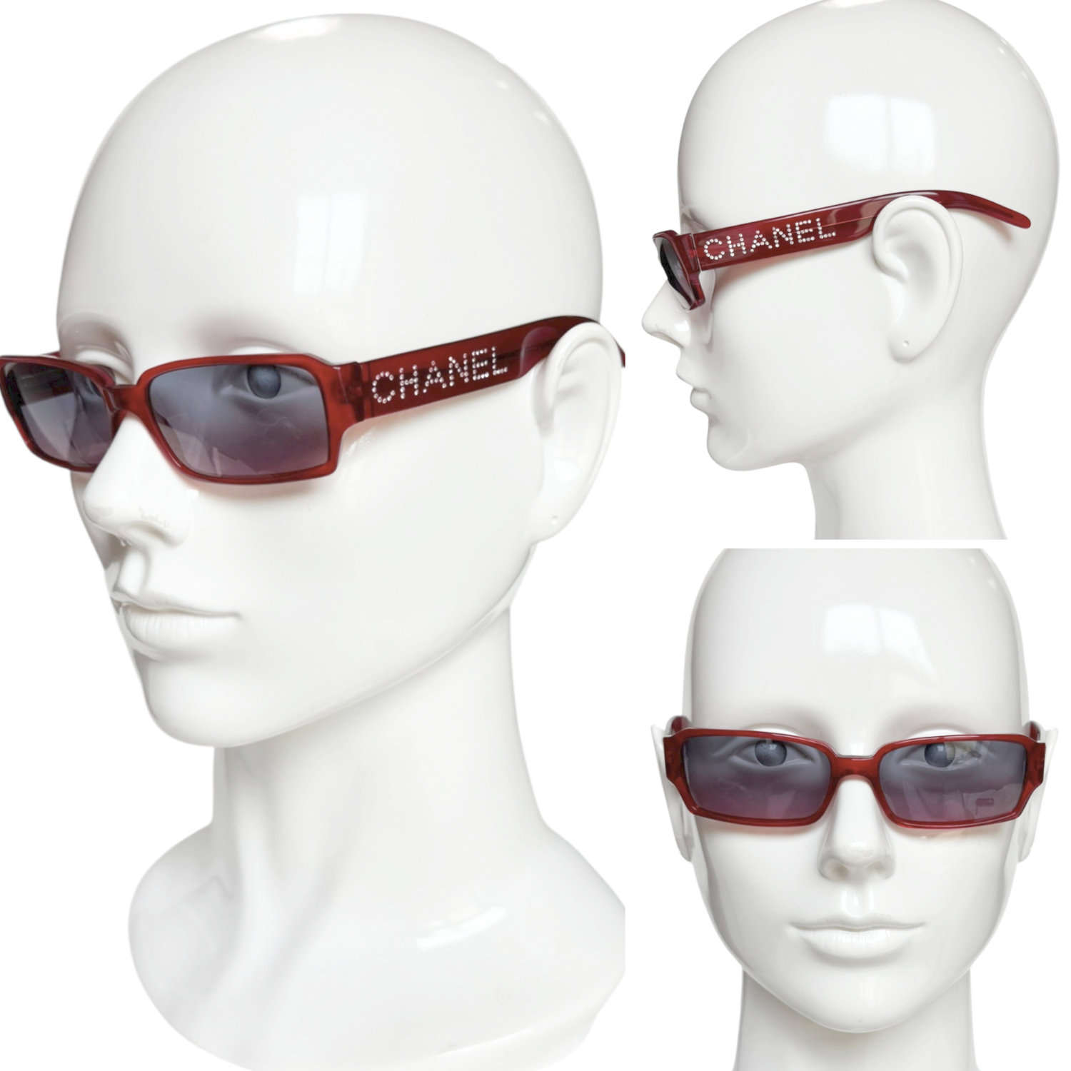 Chanel Diamante Spellout Sunglasses in Red - Image 4