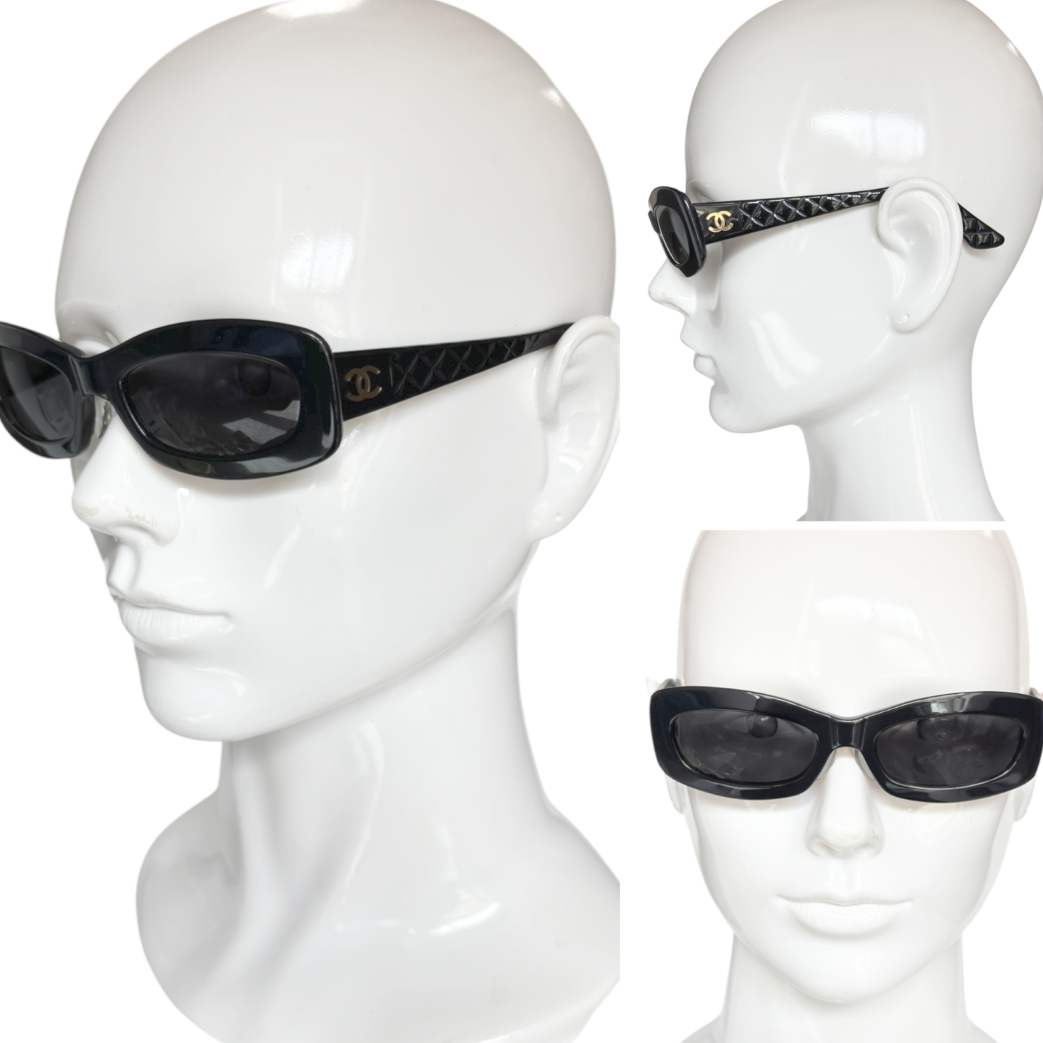 Chanel Logo Quilt Sunglasses in Black / Gold - Image 5