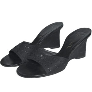 Vintage Chanel Logo Wedges in Black UK 3 | NITRYL