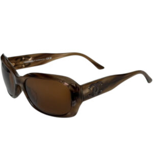 Vintage Chanel Logo Studded Sunglasses in Brown | NITRYL