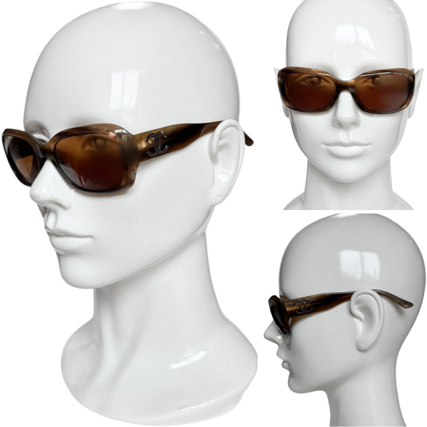 Chanel Logo Studded Sunglasses in Brown - Image 4