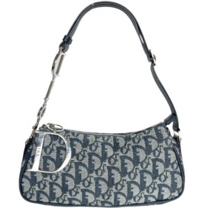 Dior Monogram Spellout Trotter Mini Shoulder Bag in Navy Blue / Silver