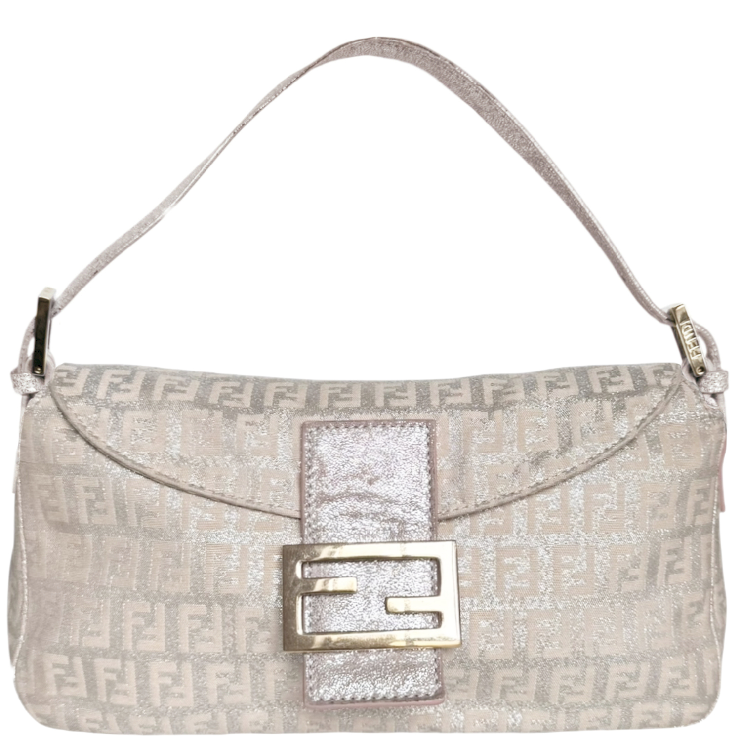 Vintage Fendi Monogram Metallic Shoulder Baguette Bag in Pink / Silver / Gold | NITRYL
