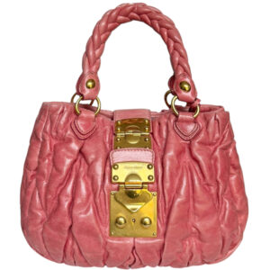 Vintage Miu Miu Matelasse Leather Bag in Pink / Gold | NITRYL