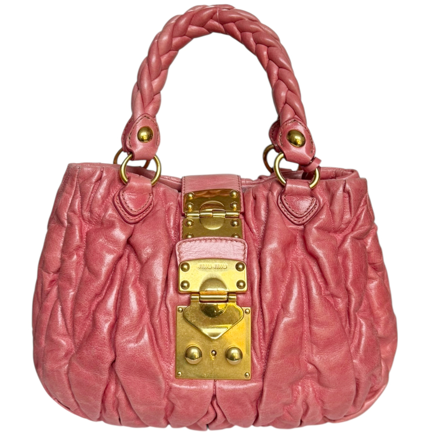 Vintage Miu Miu Matelasse Leather Bag in Pink / Gold | NITRYL