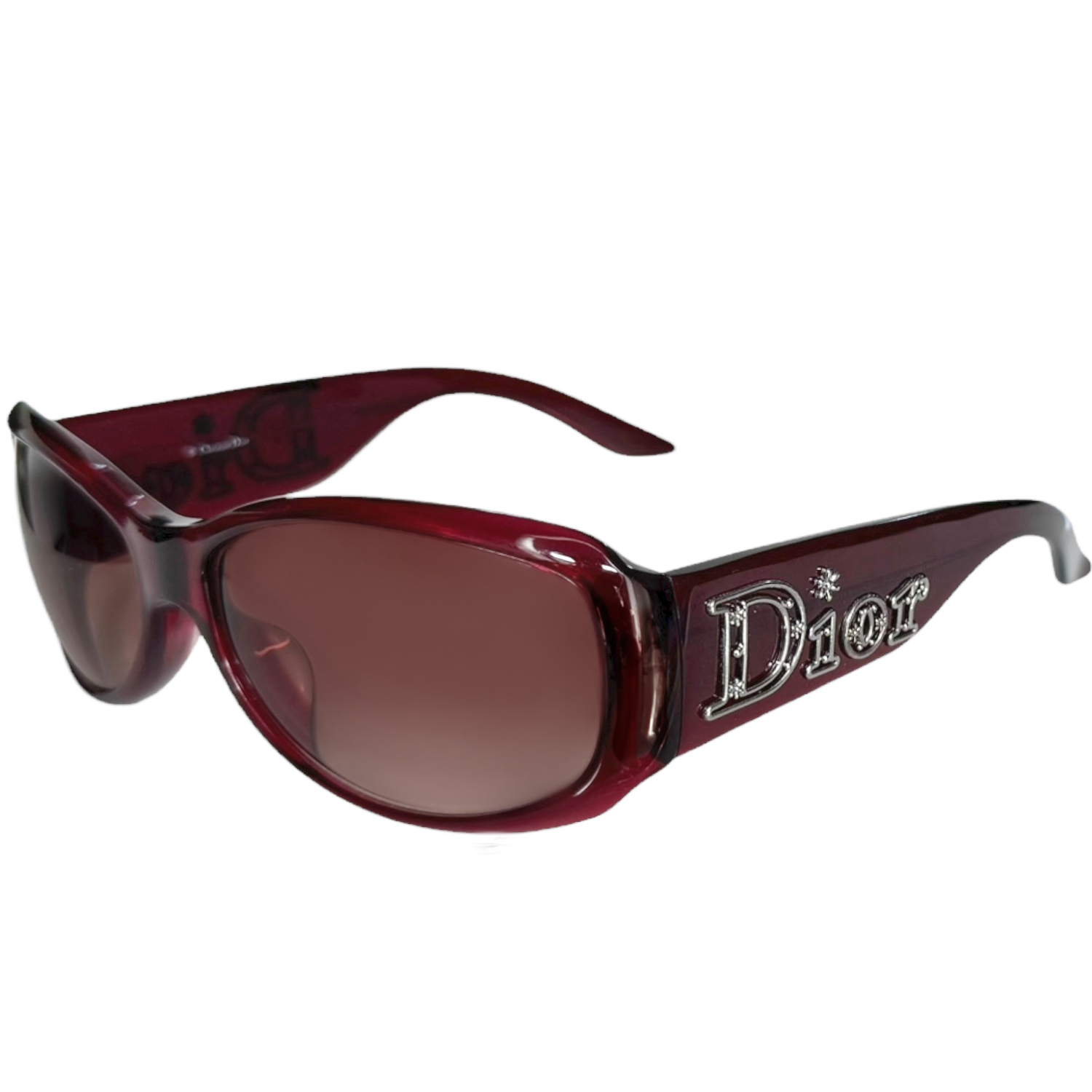 Vintage Dior Logo Chunky Sunglasses in Red / Silver | NITRYL