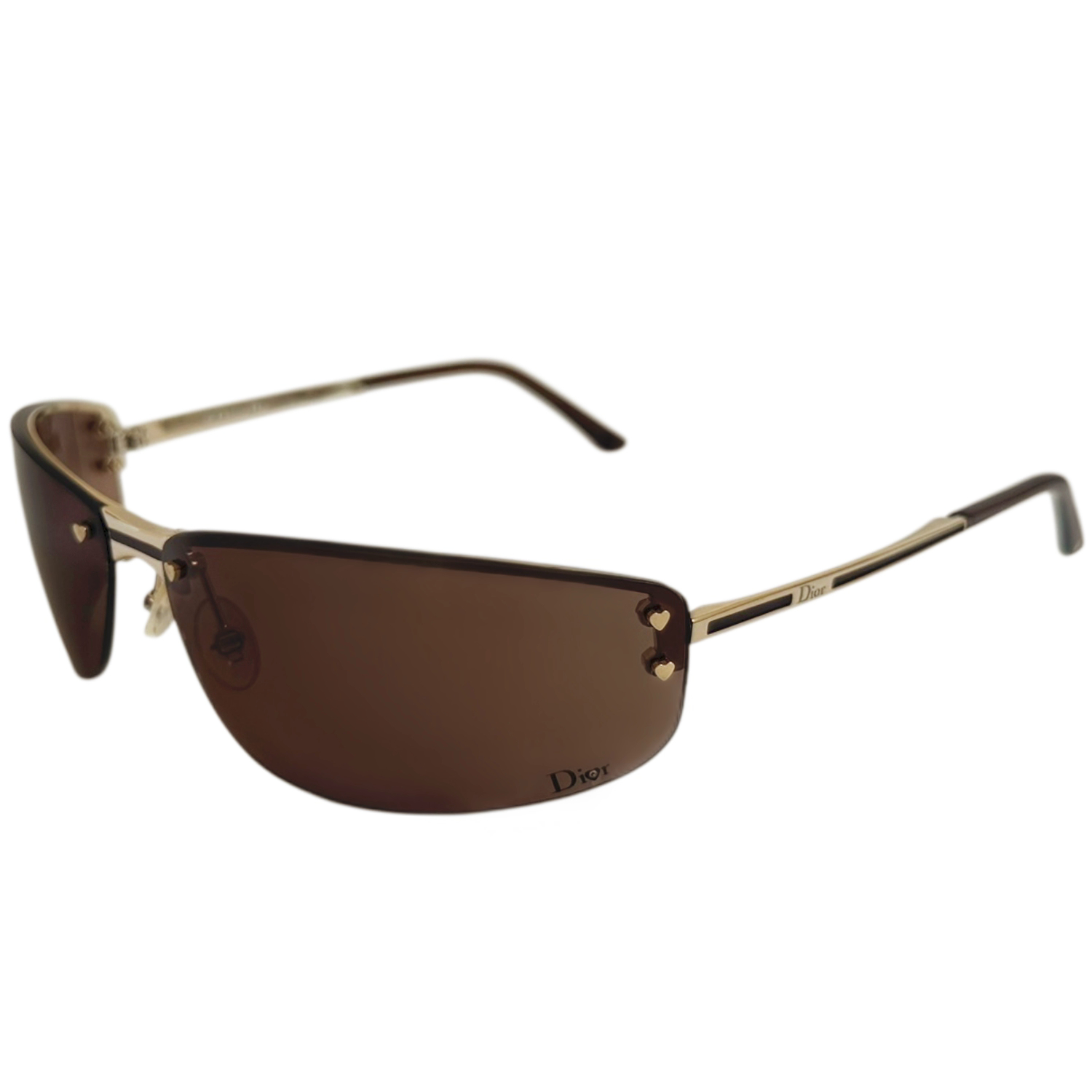 Vintage Dior Heart Rimless Sunglasses in Brown / Gold | NITRYL