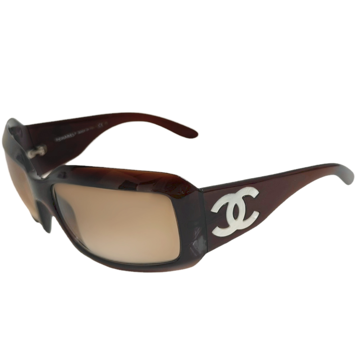 Vintage Chanel CC Mother of Pearl Sunglasses in Brown | NITRYL