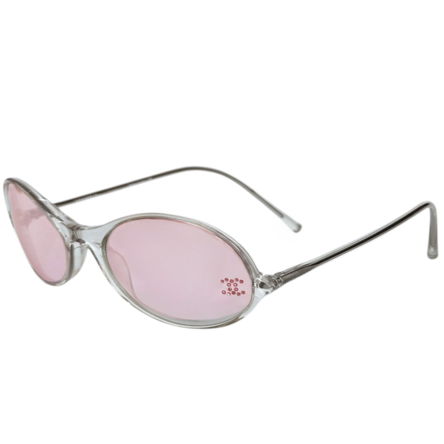 Vintage Chanel Diamante Logo Oval Sunglasses in Pink / Clear | NITRYL