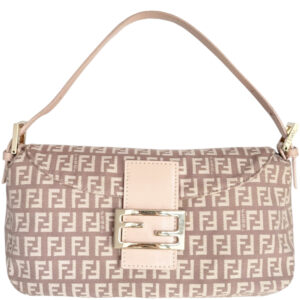 Vintage Fendi Monogram Shoulder Baguette Bag in Dusty Pink / Gold | NITRYL