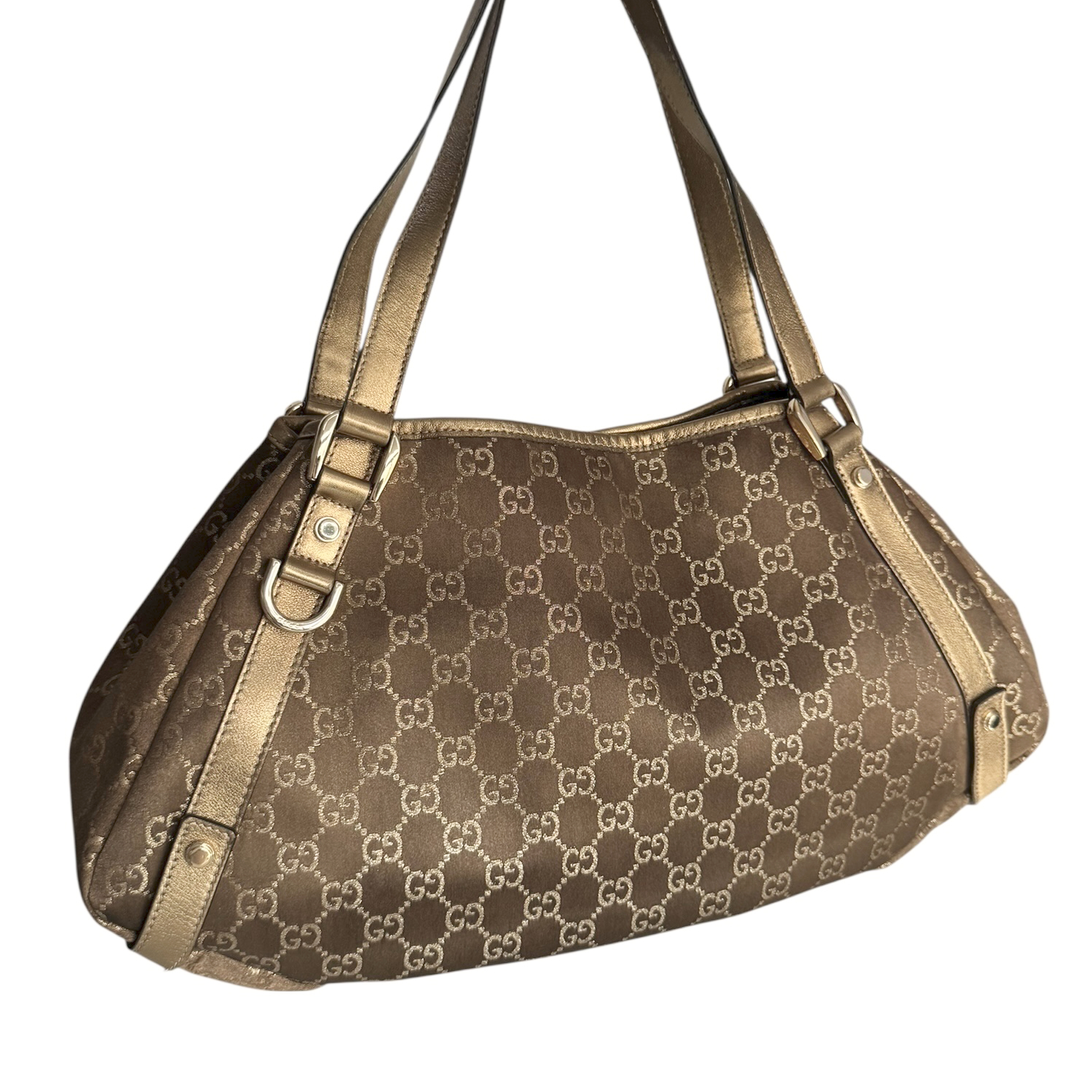 Gucci Monogram Abbey Hobo Shoulder Bag in Brown / Gold - Image 2