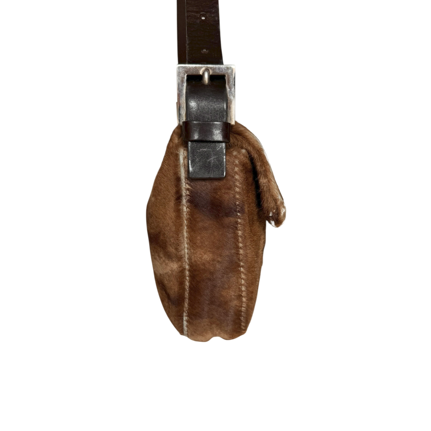Fendi Mottled Calfskin Shoulder Baguette Bag in Brown - Image 3