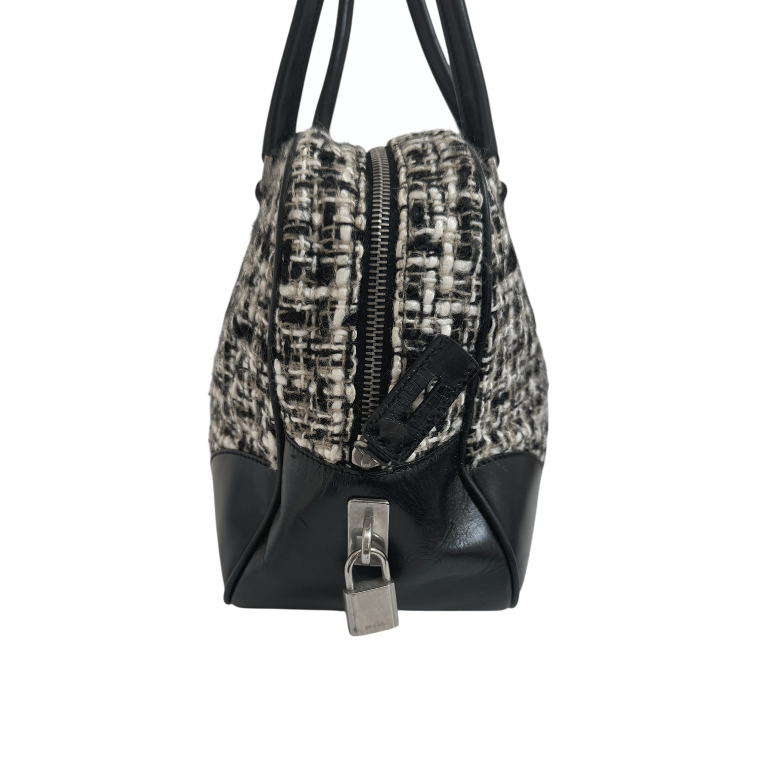 Prada Tweed Shoulder Bag in Black / Silver - Image 3