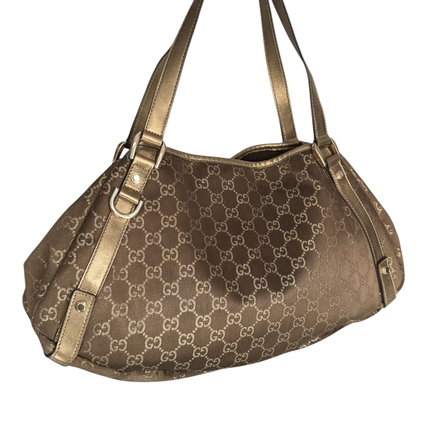Gucci Monogram Abbey Hobo Shoulder Bag in Brown / Gold - Image 4