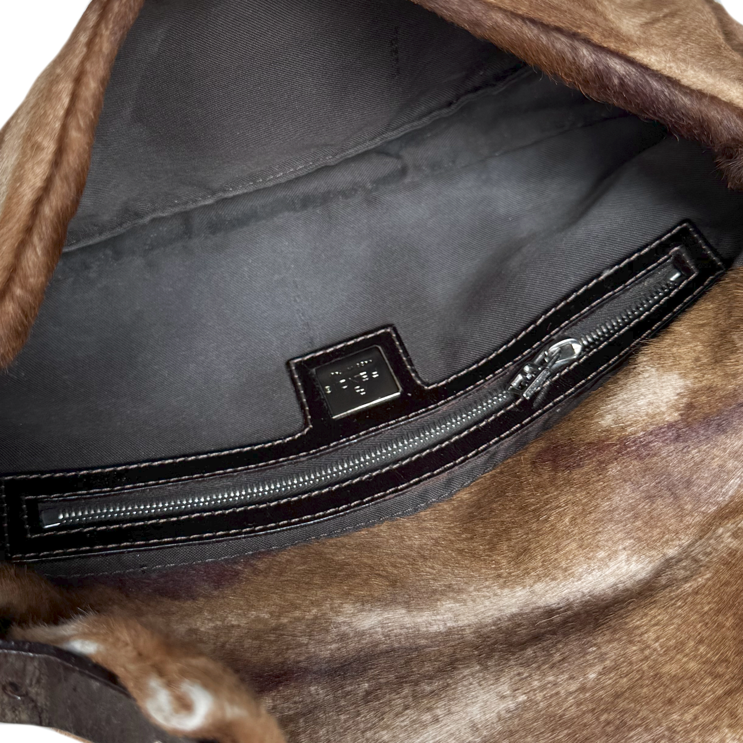 Fendi Mottled Calfskin Shoulder Baguette Bag in Brown - Image 6