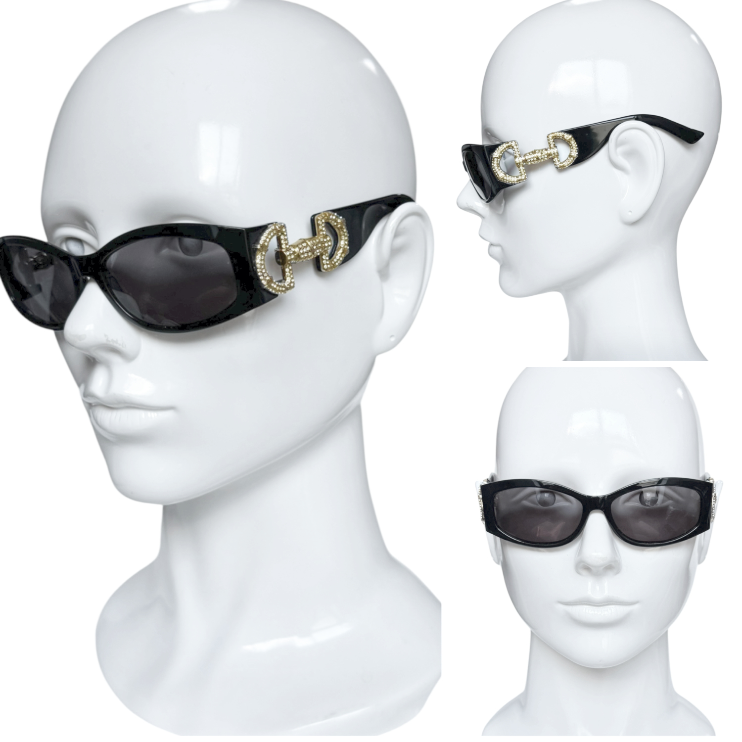 Gucci Diamante Horsebit Sunglasses in Black / Gold - Image 4