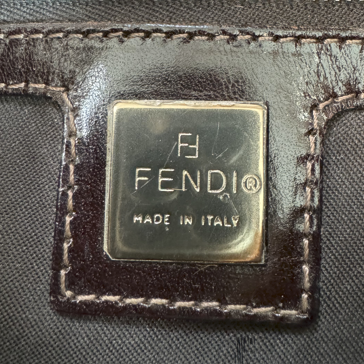 Fendi Mottled Calfskin Shoulder Baguette Bag in Brown - Image 7