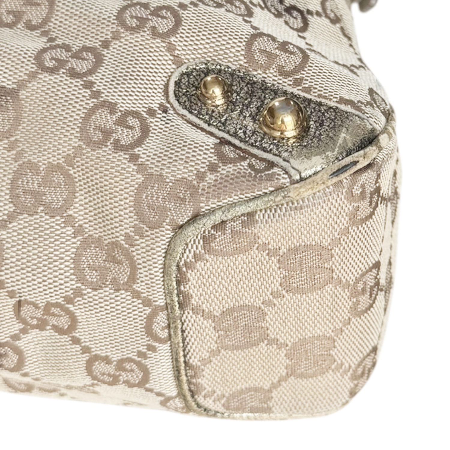 Gucci Monogram Horsebit Shoulder Bag in Beige / Metallic / Gold - Image 6