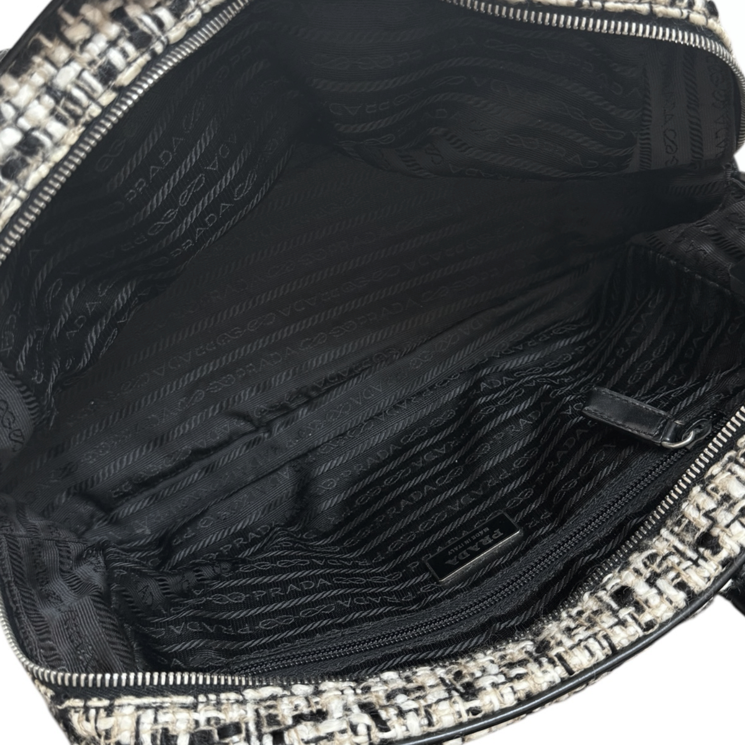 Prada Tweed Shoulder Bag in Black / Silver - Image 6