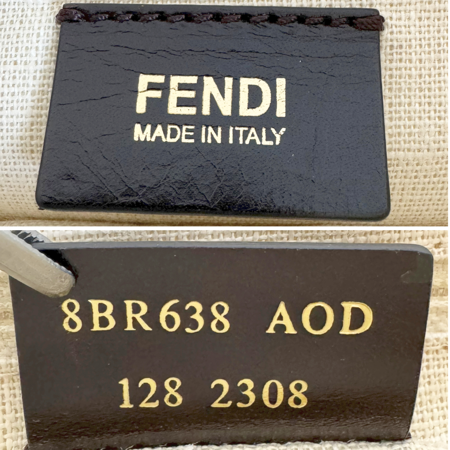 Fendi Rafia Straw XL Mamma Baguette Bag in Beige / Black / Gold with Exotic Detailing - Image 8
