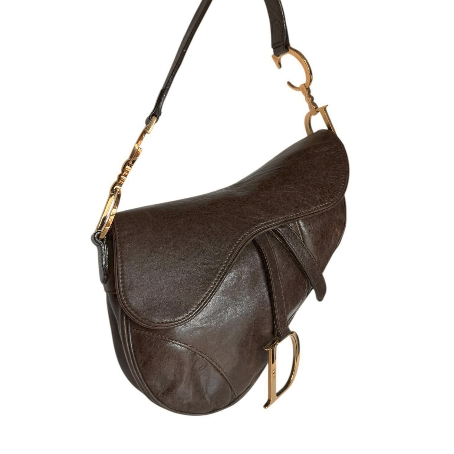 Dior Leather Saddle Bag in Brown / Gold - Image 2