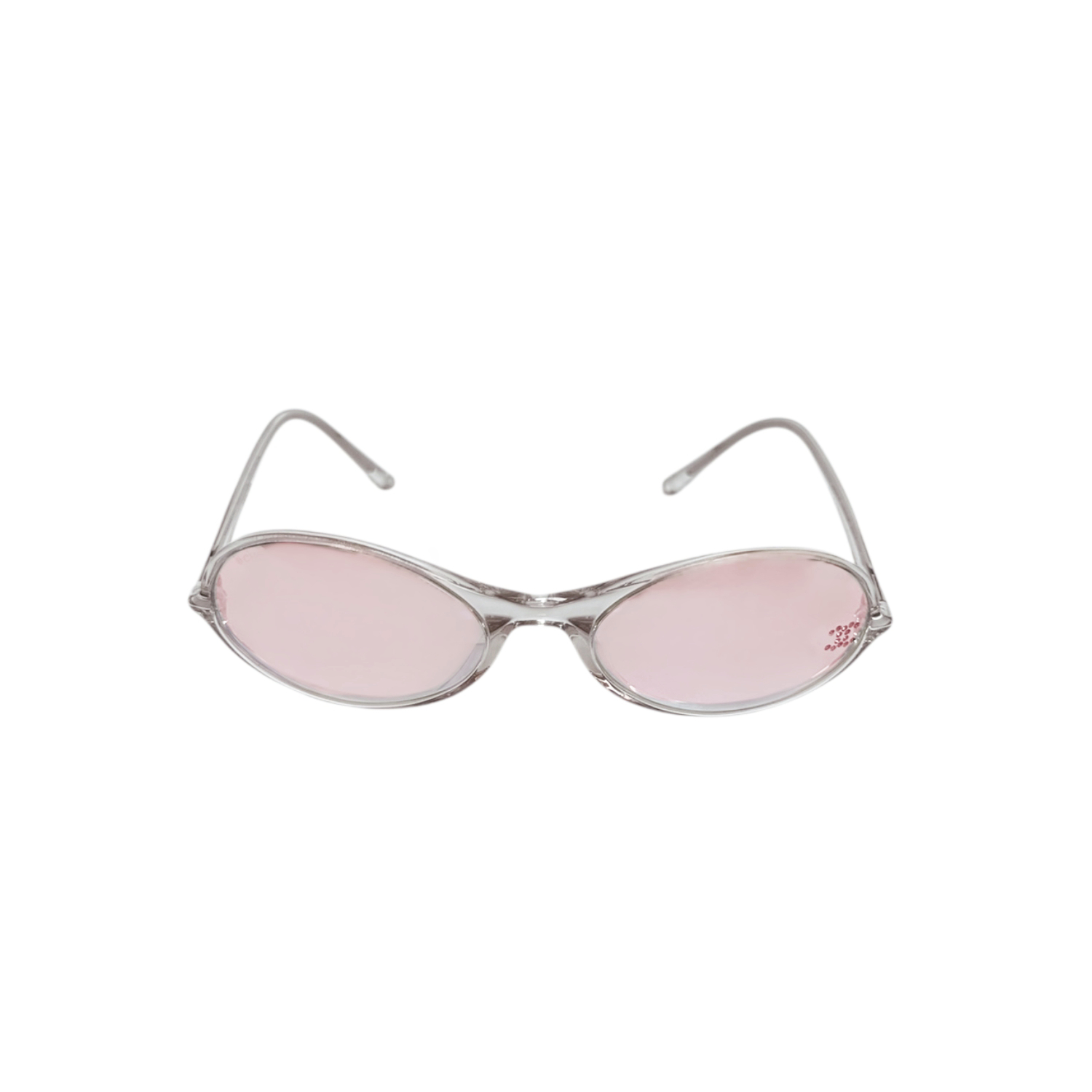 Chanel Diamante Logo Oval Sunglasses in Pink / Clear - Image 2