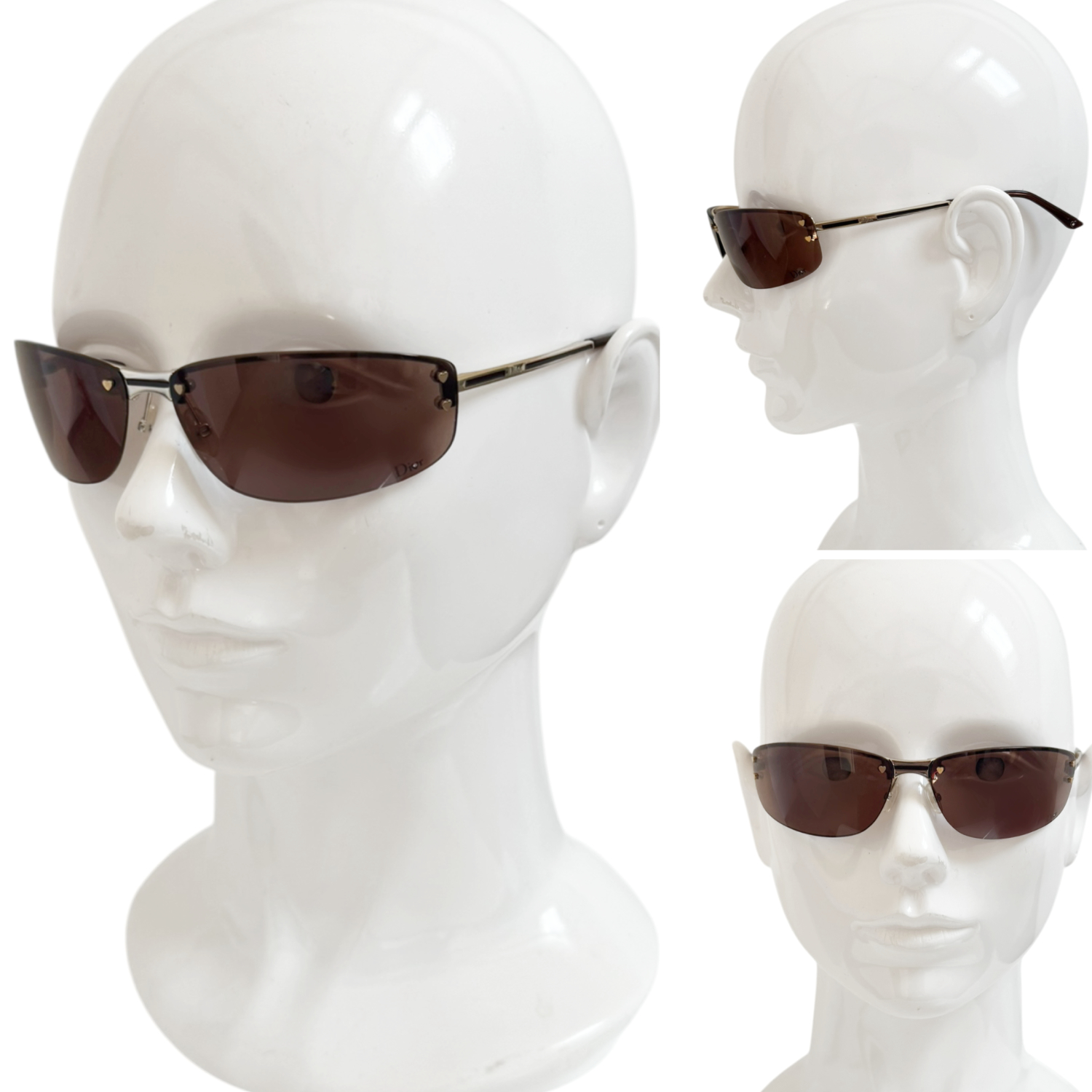Dior Heart Rimless Sunglasses in Brown / Gold - Image 4