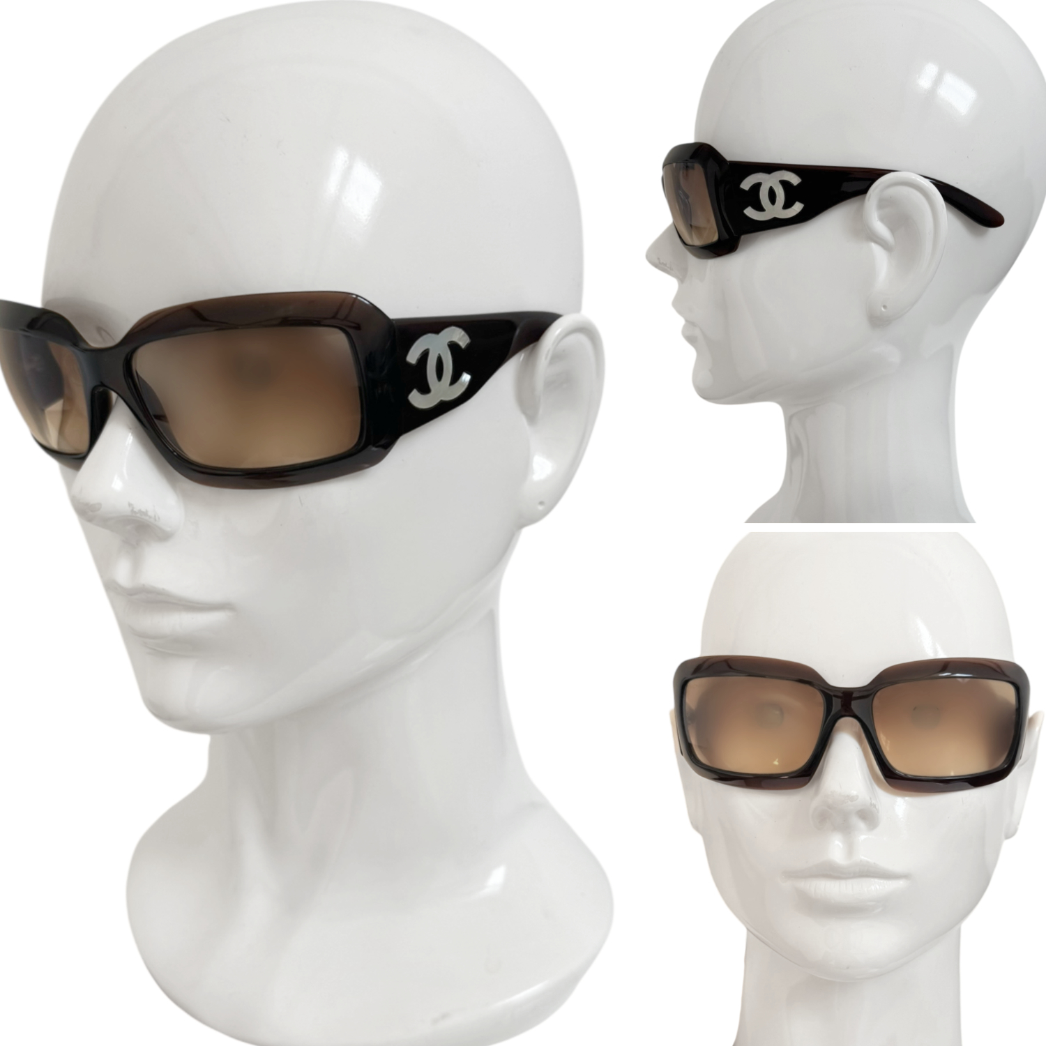 Chanel CC Mother of Pearl Sunglasses in Brown - Image 4