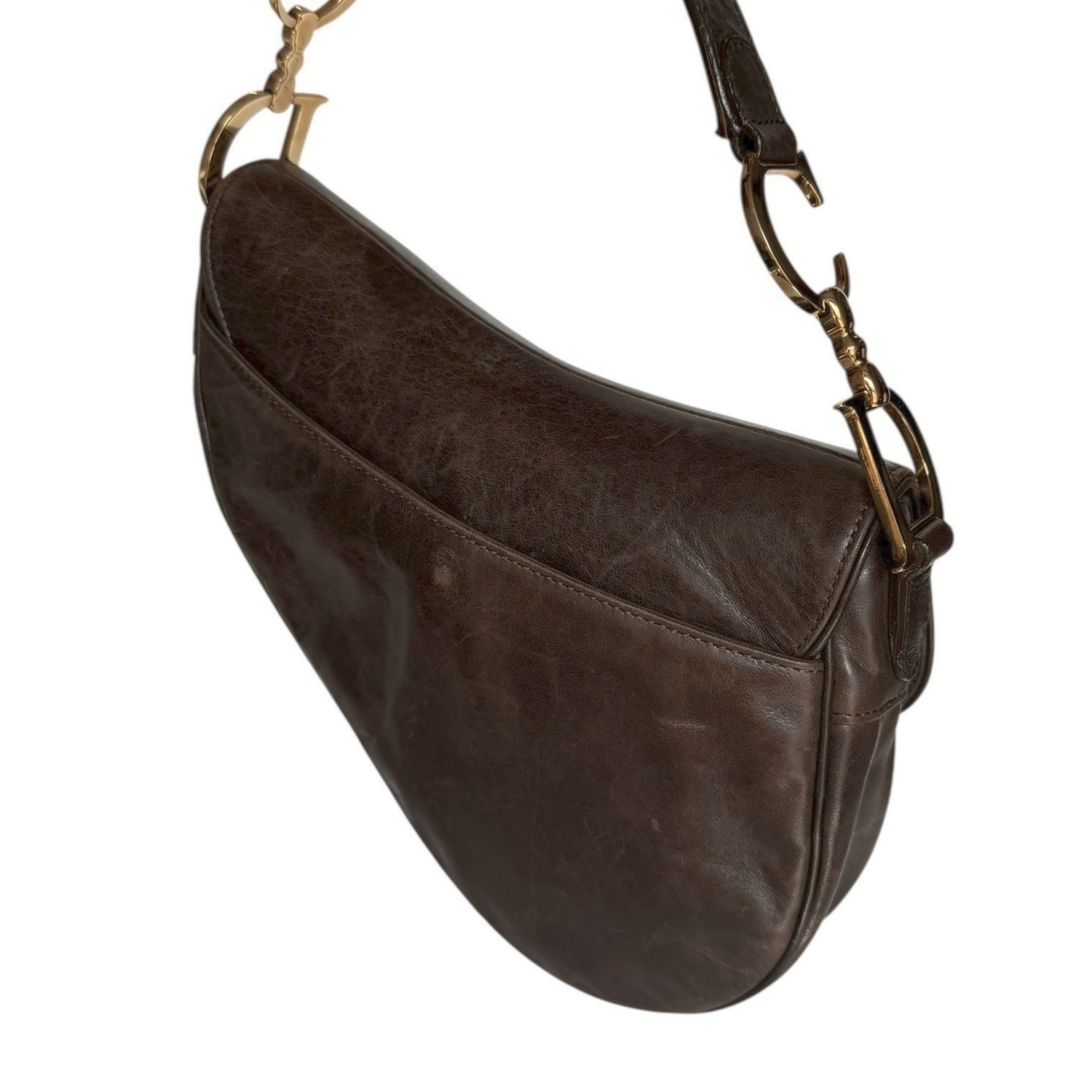 Dior Leather Saddle Bag in Brown / Gold - Image 4