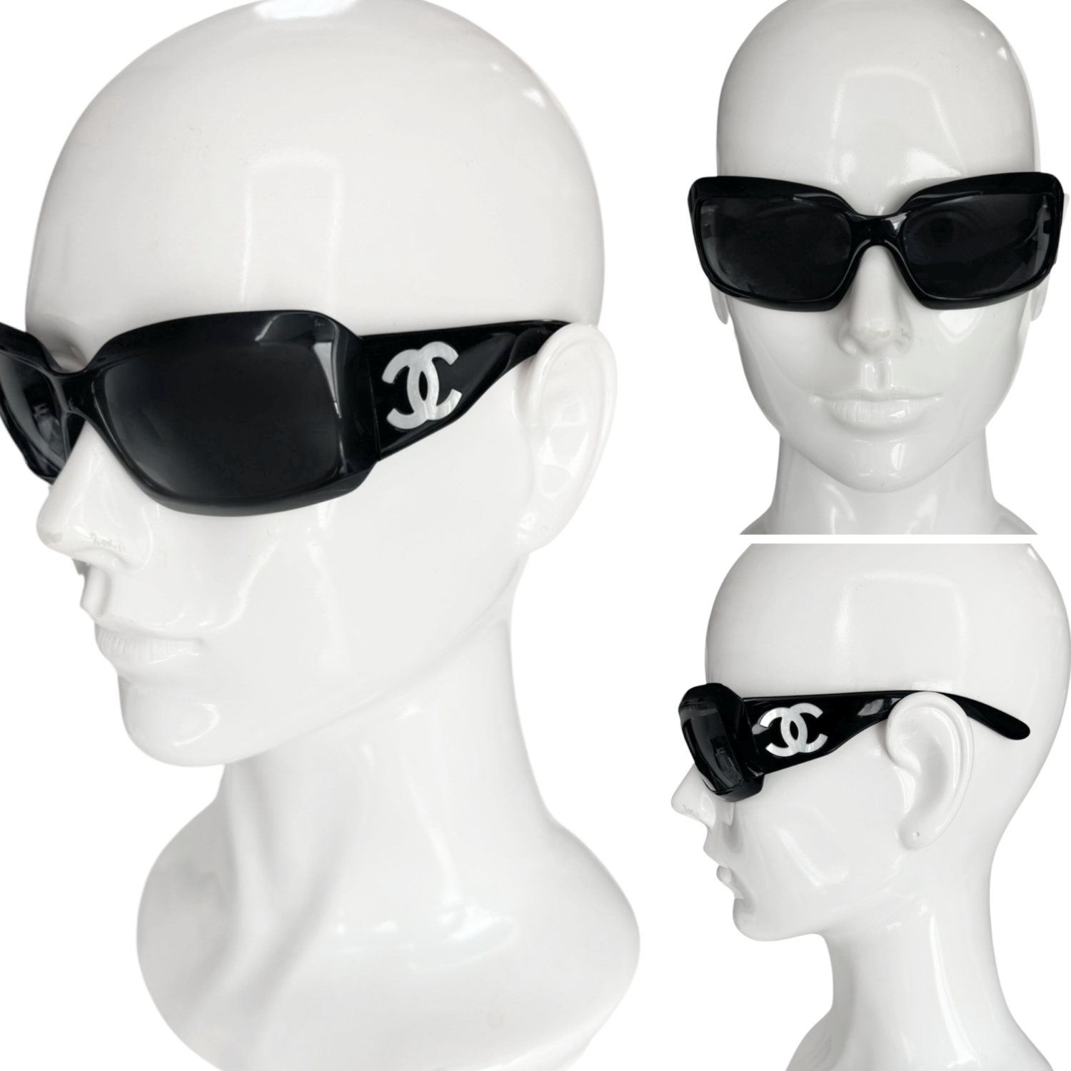 Chanel CC Mother of Pearl Sunglasses in Black - Image 4