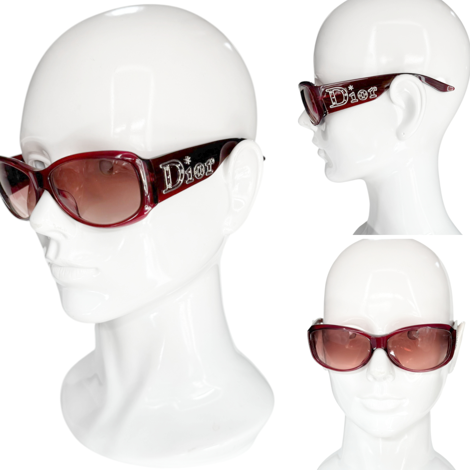 Dior Logo Chunky Sunglasses in Red / Silver - Image 4