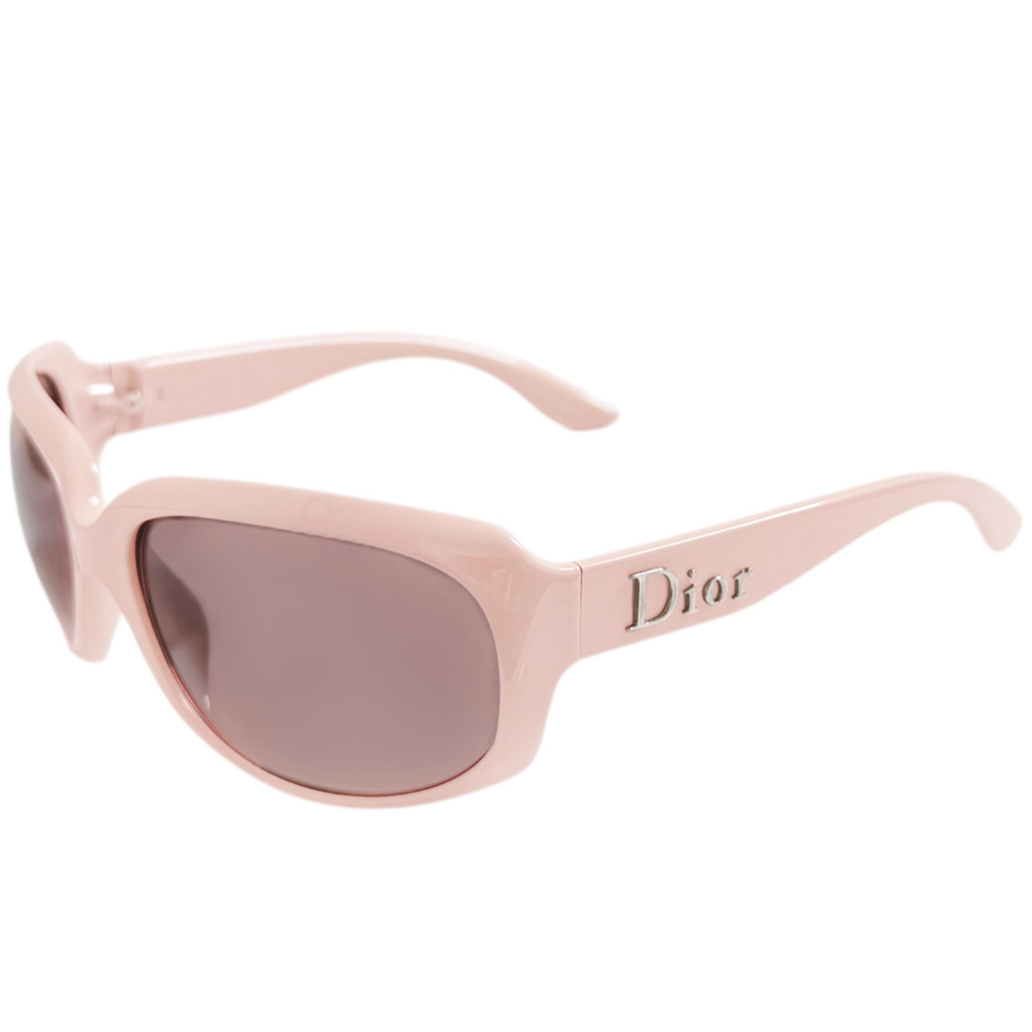 Vintage Dior Logo Oversized Sunglasses in Baby Pink / Silver | NITRYL