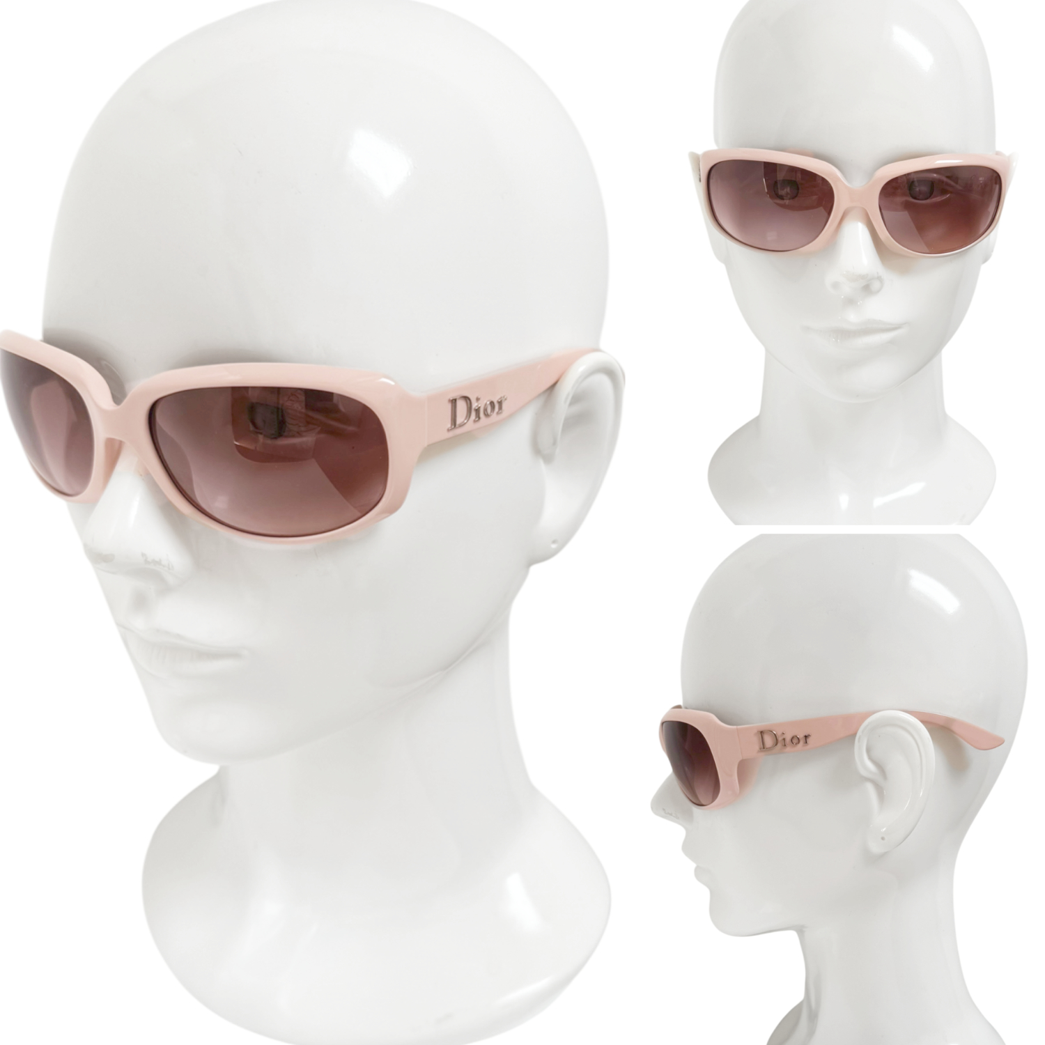 Dior Logo Oversized Sunglasses in Baby Pink / Silver - Image 4