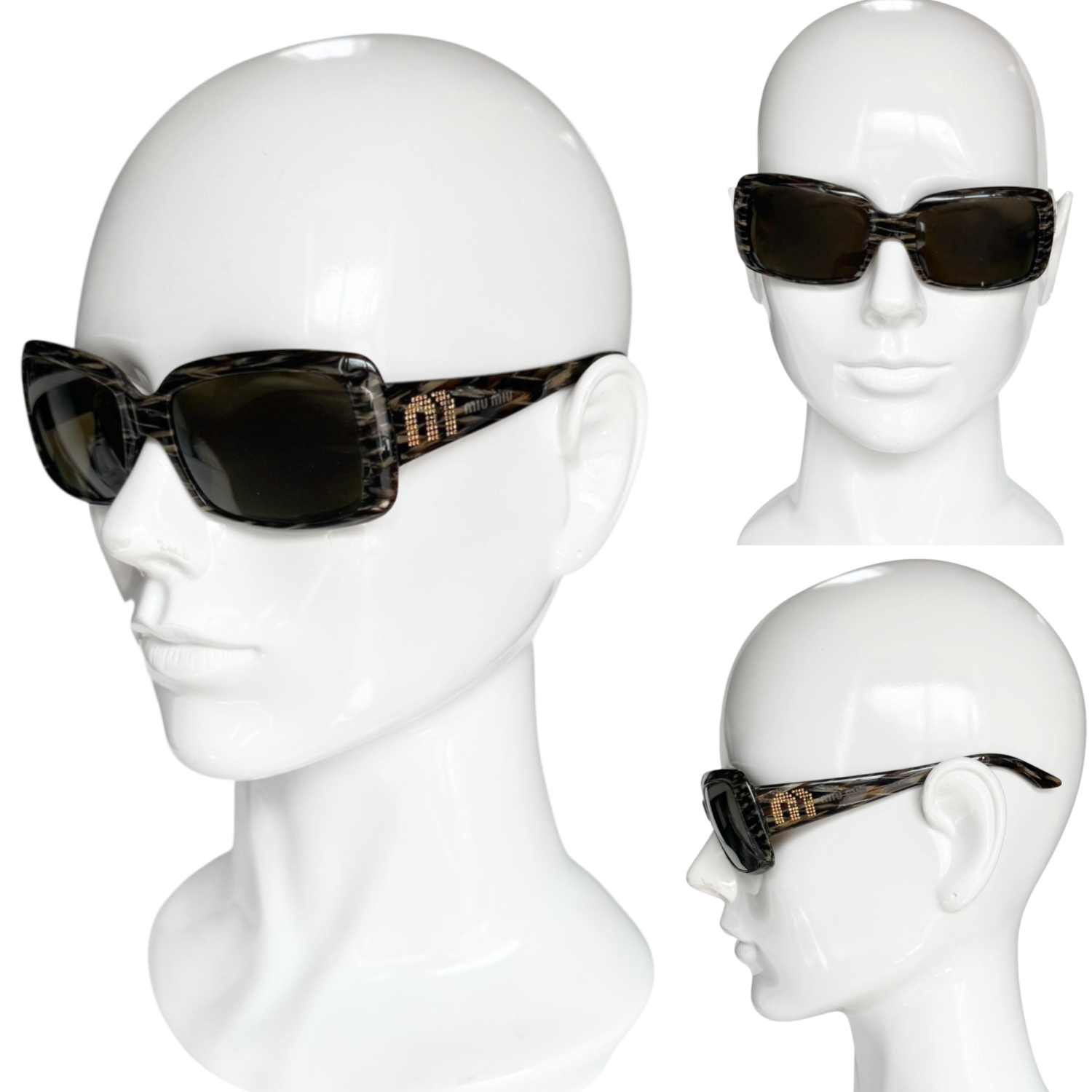 Miu Miu Diamante Logo Sunglasses in Brown - Image 4