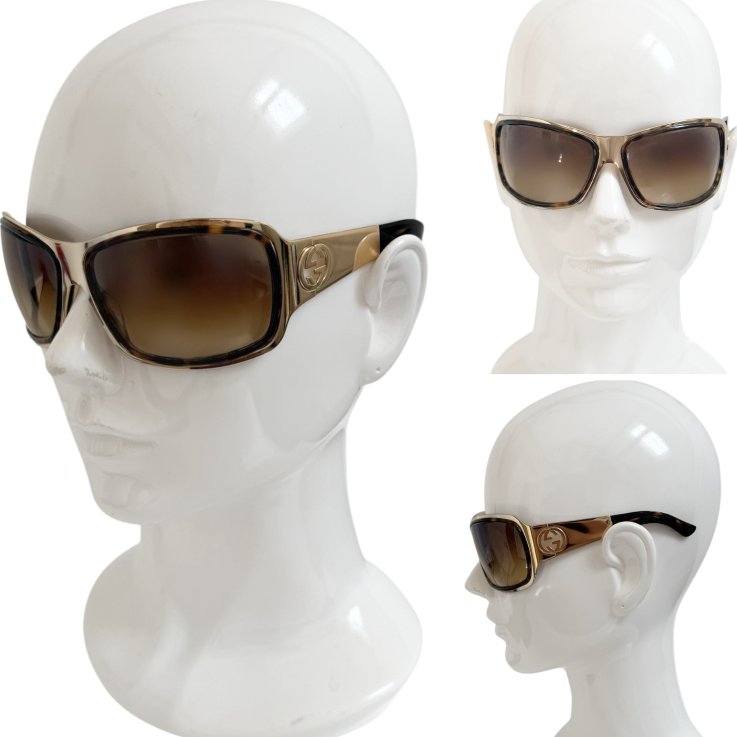 Gucci GG Logo Oversized Sunglasses in Gold / Brown - Image 5