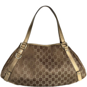 Vintage Gucci Monogram Abbey Hobo Shoulder Bag in Brown / Gold | NITRYL