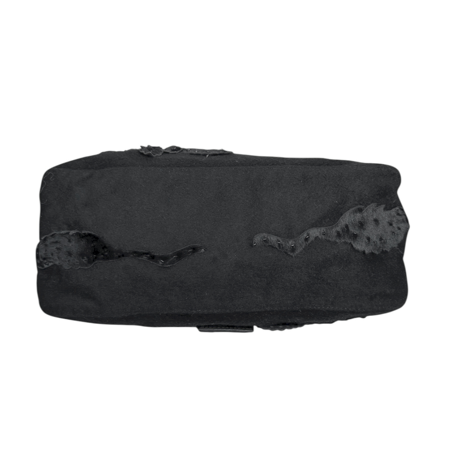 Fendi Flower Beaded Ponyhair Felt Mamma Baguette Bag in Black / Silver - Image 5