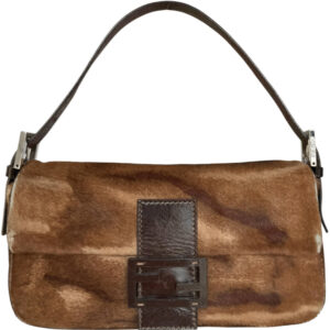 Vintage Fendi Mottled Calfskin Shoulder Baguette Bag in Brown | NITRYL